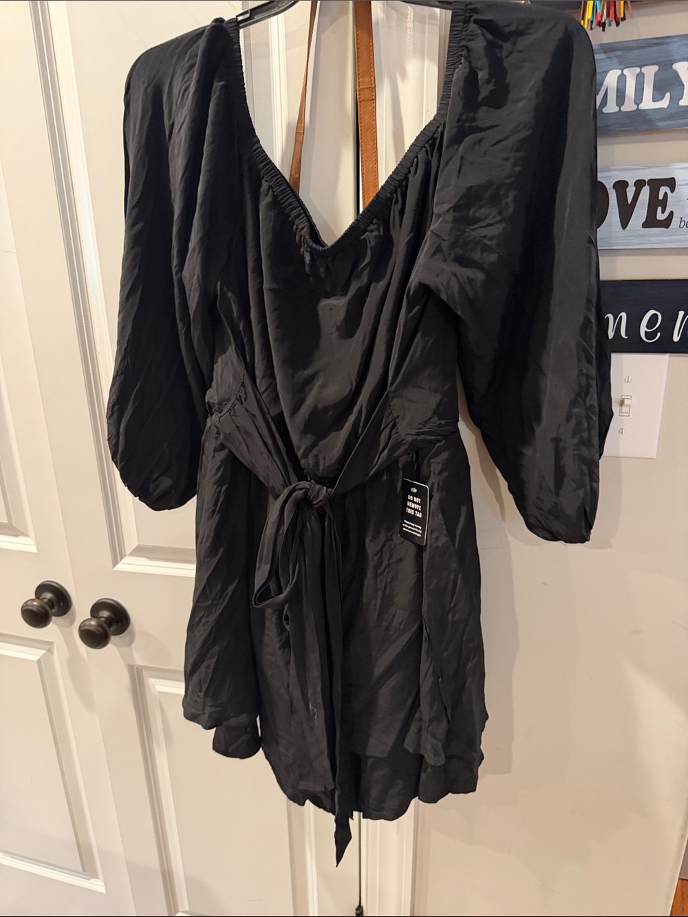 Express Black V-Neck Romper with Tie Waist